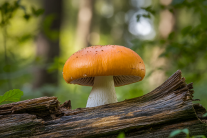 champignon-orange-bois-mort-foret