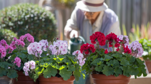 jardin-silhouette-personne-plantes-fleuries