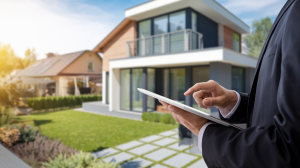 agent-immobilier-tablette-maison-moderne