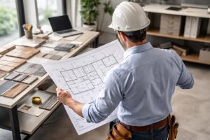 entrepreneur-batiment-plans-echantillons-table