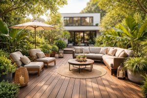 terrasse-moderne-plantes-meubles-bois