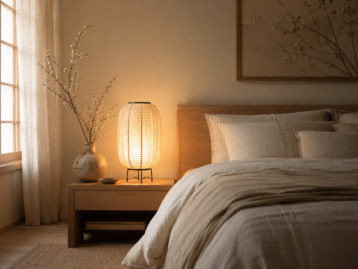 Lampe de chevet japonaise : l'art de la lumière douce au service de la chambre
